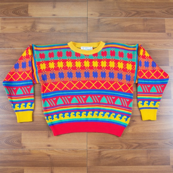 Forfeit Sweaters - Vintage Forfeit Multi Colored Sweater